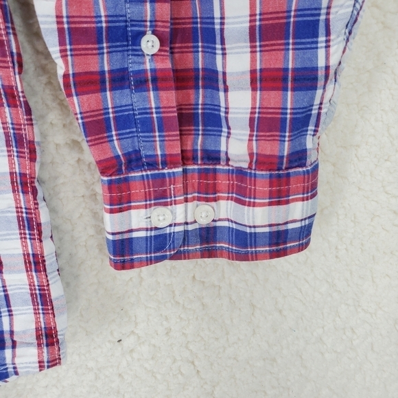Cinch Shirt Button Down LS Patriotic Red Wht Blue Ombre Plaid Men XL (Fits 2XL) - Picture 12 of 15